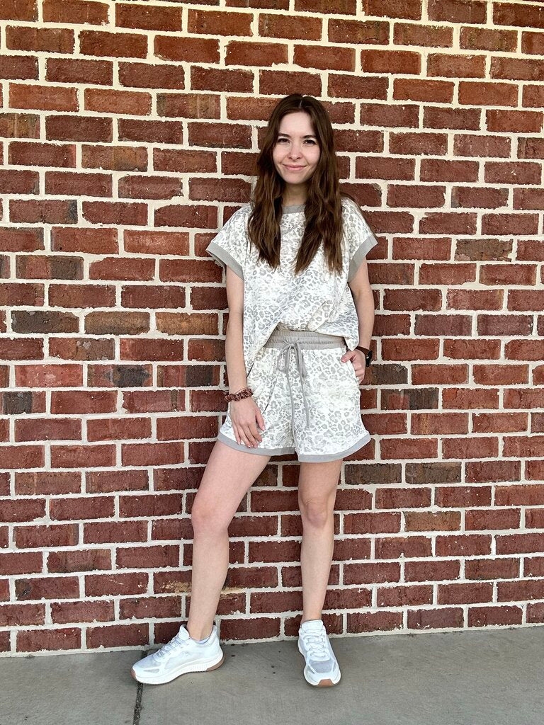Grey Leopard Lounge Set