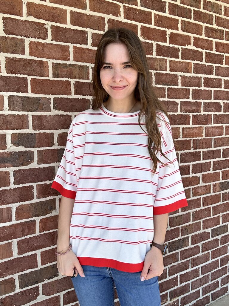 Stripe Short Sleeve Sweater