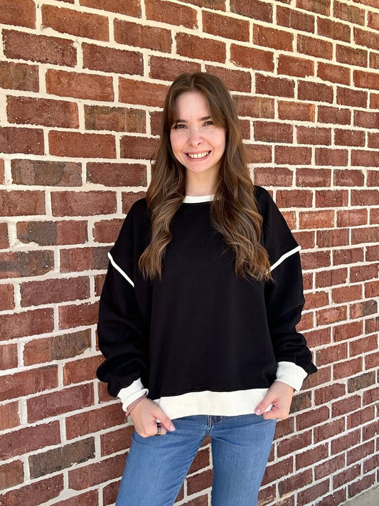 Black Piping Detail Sweatshirt