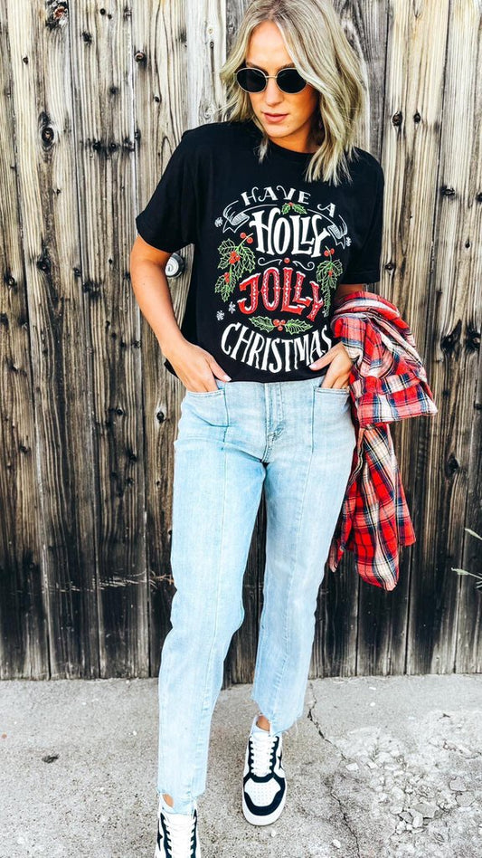 Holly Jolly Christmas Black Tee