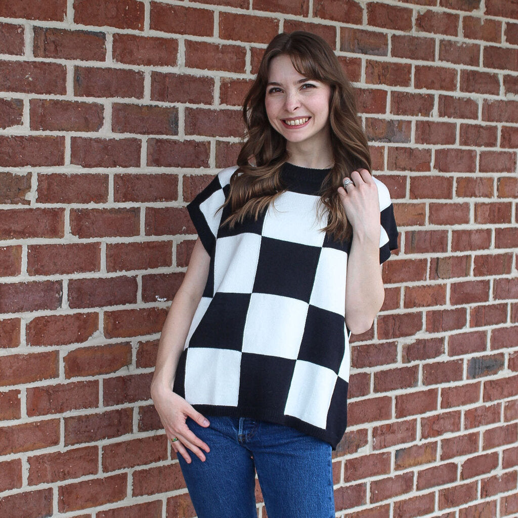 Checkered Knit Sleeveless top- Small