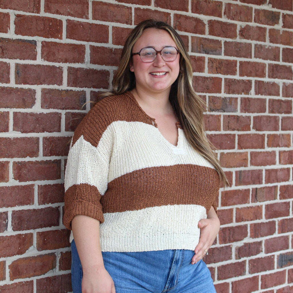 Deep Camel Stripe Sweater