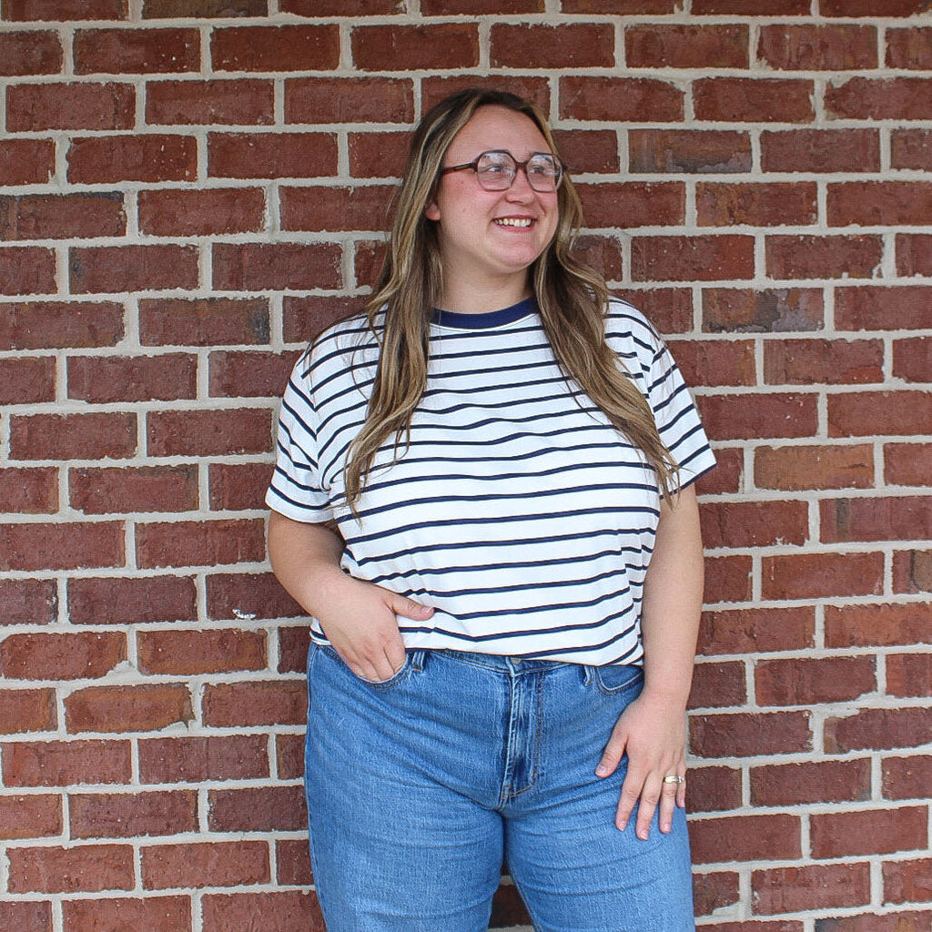 Navy Striped Top PLUS