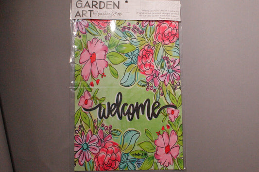 Welcome Pink & Purple Floral Flag