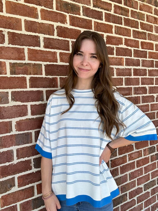 Stripe Short Sleeve Sweater