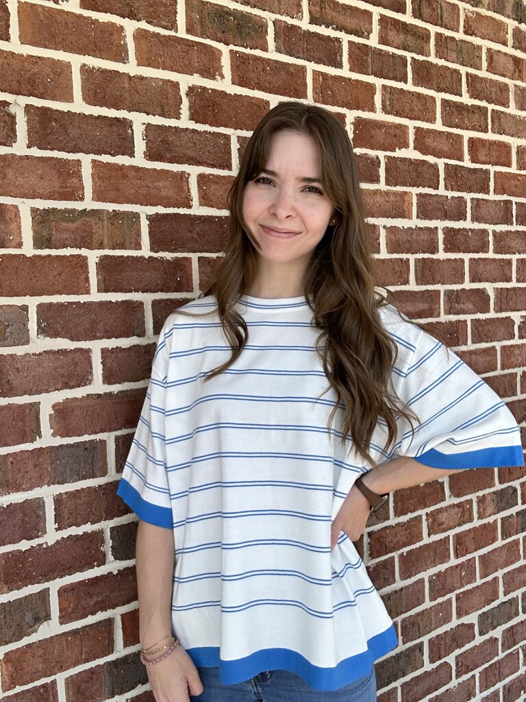 Stripe Short Sleeve Sweater