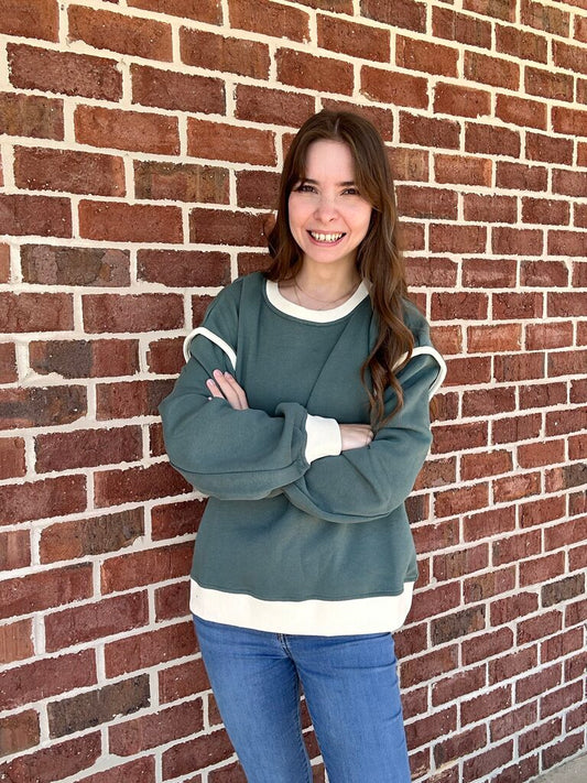 Ash Jade Piping Detail Sweatshirt