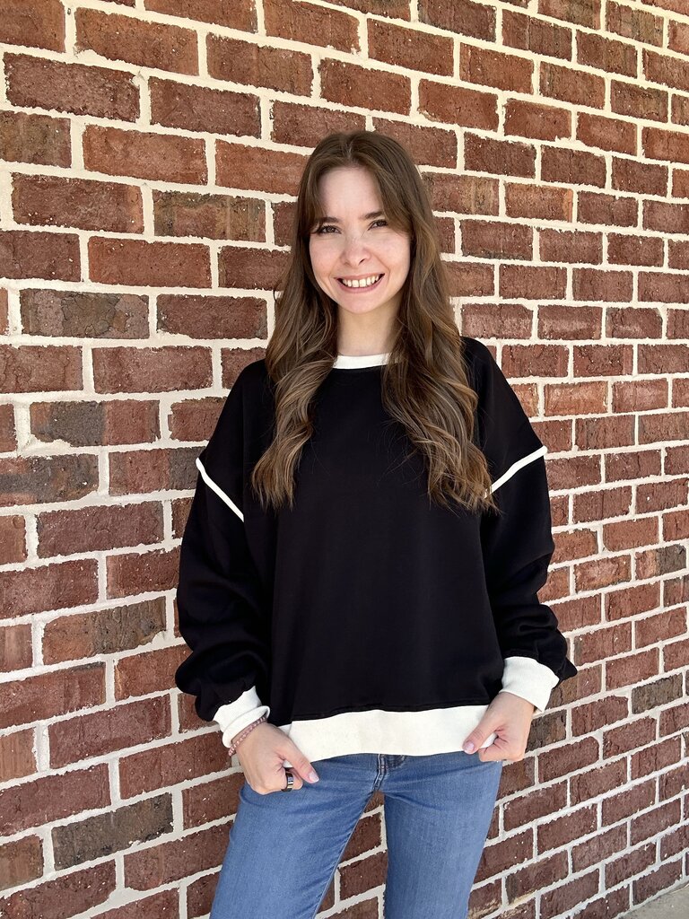 Black Piping Detail Sweatshirt