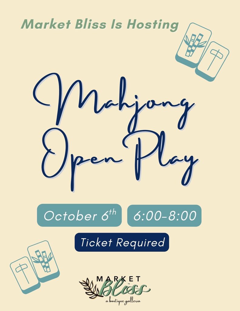 Mahjong Open Play: October 6th from 6 PM-8 PM